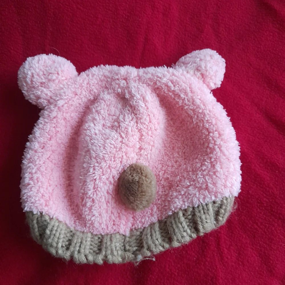 Kawaii Pink Fuzzy Bear Hat – Cute Cozy Winter Ears Beanie